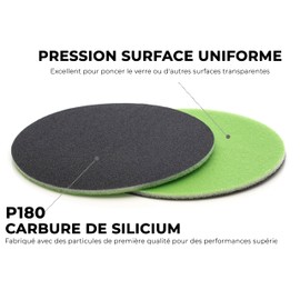 Glass Polish 3 inch (75mm) 180 Grit Pack of 5 Sanding Discs for Rotary Polisher - Foam Backed Silicon Carbide Abrasive P180 - GP14303