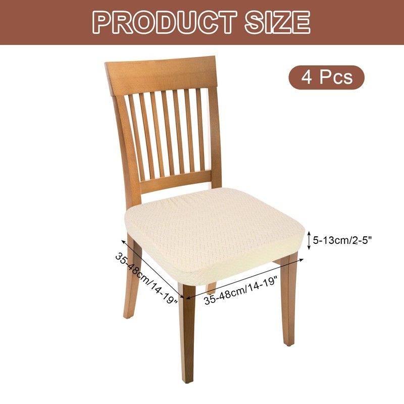 uxcell 4Pcs Stretch Jacquard Seat Covers, Dining Chair Seat Slipcover