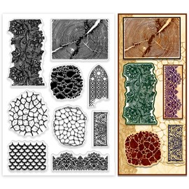 PH PandaHall Texture Clear Stamps for Card Making, Lace Texture Door Frame Rubber Stamps Retro Transparent Paper Craft Stamp Seals for DIY Scrapbooking Journal and Paper Photo Card Album Crafting