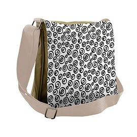 Lunarable Abstract Messenger Bag, Minimalist Spiral Forms, Unisex Cross-body