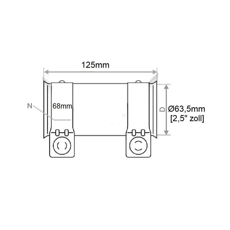 Universal Pipe Connector with Double Clamp for Exhaust System 125