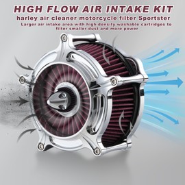 Motorcycle Air Filter for Harley Air Cleaner Davidson Air Intake Cleaners Harley Touring Street Road King Glide Powersports Air Filters B-For Softail 16-17 Dyna FXDLS 17 Touring 08-16 Trike 08-16 Red