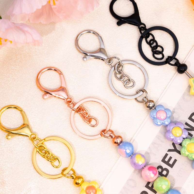 SUDIKUB Beadable Keychains Bulk 8pcs Blank Keychain Making Kit Keychains