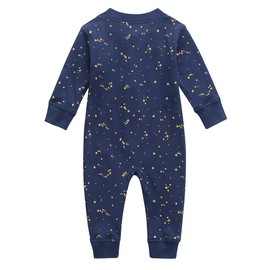 Owlivia Organic Cotton Baby Boy Girl Zip up Sleep N Play, Footless, Long Sleeve(12-18 Months, Starry Sky)