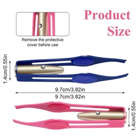 Heyu-Lotus 2Pcs Tweezers with LED Light, Hair Removal Lighted Tweezers Makeup Tweezers with Light Tools, Stainless Steel Tweezers for Men Women Precision Eyebrow Eyelash Hair Removal(Blue + Pink)