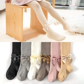 InSomila Tights, Children's Dress, Set of 2, Girls, Bowknots, Formal, Recitals, Weddings, School Entrance Ceremonies, Kids, Junior Tights, multicolor (black / white)