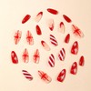 24Pcs Christmas Press on Nails Medium Length Snowflake Stripe Glitter