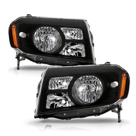 Conjunto de faros delanteros compatibles con Honda Pilot 2009 2010 2011, estilo de fábrica OEM halógeno, carcasa negra, reflector ámbar de repuesto para lado del conductor del pasajero, HO2518125