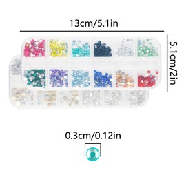 Tabanzhe Crystal Rhinestone-2 Boxes Flatback Round Glass Gemstone Nail Gems Diamonds Colorful Glass Stones DIY Crafts Supplies for Nail Face Art Manicure Clothes Bags Decoration