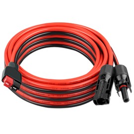 10AWG Solar Panel to Anderson-Style Connector Extension Cable 15FT, Tinned Copper Wire, 600V Rated, High-Temperature Resistance, for Solar Power Systems and Battery Connections