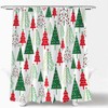 UPUMKSK Christmas Shower Curtain Red Green Xmas Tree Star Polka