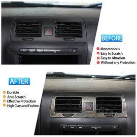 Fgtagtal Fit for Hummer H3 2005-2009 Center Console Air Outlet Cover, Front Center Console Dashboard Panel Air Vent Trim Cover Frame Sticker, 1PCS (Carbon Fiber Pattern Black)