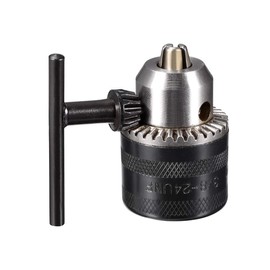 sourcing map Drill Chucks, 1.5-10mm Capacity 3/8-24 UNF Threaded with Chuck Key for Electric Impact Corded Cordless Drill