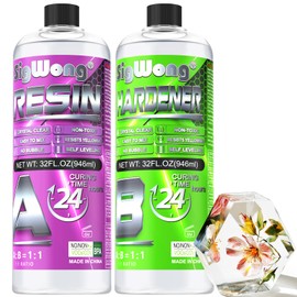 Epoxy Resin - 64OZ Newly Formulated Crystal Clear Epoxy Resin Kit, No Yellowing No Bubble Easy Mix 1:1 Ratio, 2 Part Casting Resin for Art, Craft, Jewelry Making, River Tables