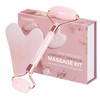 Bruizex Lymphatic Drainage Face Massager Set: Rose Quartz Face Roller