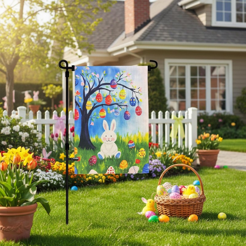 JRED Happy Easter Garden Flags 12x18 Inch, Double Sided Easter