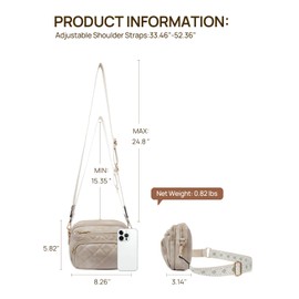 Telena Crossbody Bags for Women Small Crossbody Handbags Quilted Purse with Guitar Strap Grey