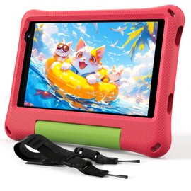 Kids Tablet 8 Inch Android 15, Octa-Core 12GB RAM + 64GB ROM, Toddler Tablet with WiFi 6, Parental Control, Pre-Installed Kids Space, EVA Case, ABCmouse, Anti-Glare Screen Protector, Adjustable Strap