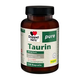 Doppelherz Pure Taurine 500 mg per Capsule - No Fillers - No Gelatin - 120 Capsules