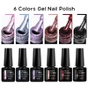 MEET ACROSS Gel Nail Polish Set, 6 Colors Cat Eye