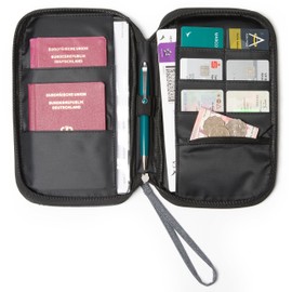 Hopeville Travel Document Case with RFID Protection, High-Quality Travel Organiser and Document Bag for All Travel Documents and Documents, gray, Modern