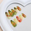 Mkwntg 24Pcs Summer Green Press on Nails Medium Almond Fake