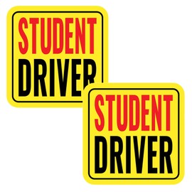 Linsaner New Driver Magnet for Car, Student Driver Magnet, 2-Pack Removable Reflective Car Decals - Durable Automotive Exterior Accessories Stickers for Cars (Red/Black - Student, 4.72 inch)