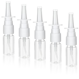 BLOOPIC 鼻スプレーボトル (5個セット) 20ml ミニスプレー 詰め替え 透明 垂直方向のスプレ 極細ミス 空の鼻スプレーボトル 漏れ防止 携帯便利 再利用可能 キャップ付き
