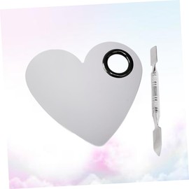 Mikinona Cosmetic Makeup Heart Shaped Palette Stainless Steel Blending Tool for Foundation and Mixing for Makeup Artists and Enthusiasts Includes Spatula for Versatile Use