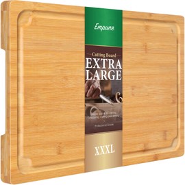 3XLarge Cutting Board, 24" Bamboo Cutting Boards for Kitchen with Juice Groove and Handles Kitchen Chopping Board for Meat Cheese board Heavy Duty Serving Tray, 3XL, Empune