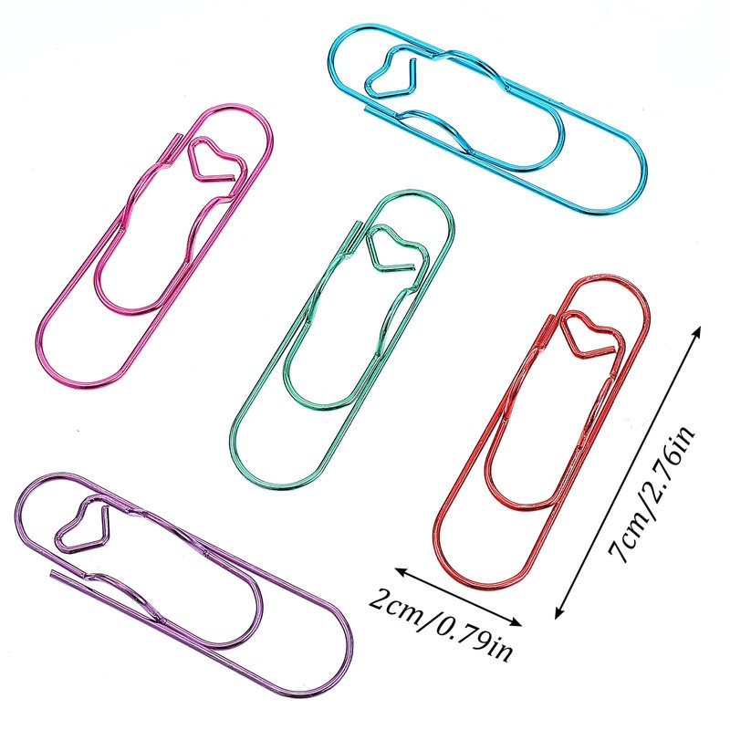 20 Stück Stifthalter Notizbuch Stiftklammern aus Metall Herz Büroklammern Bunte