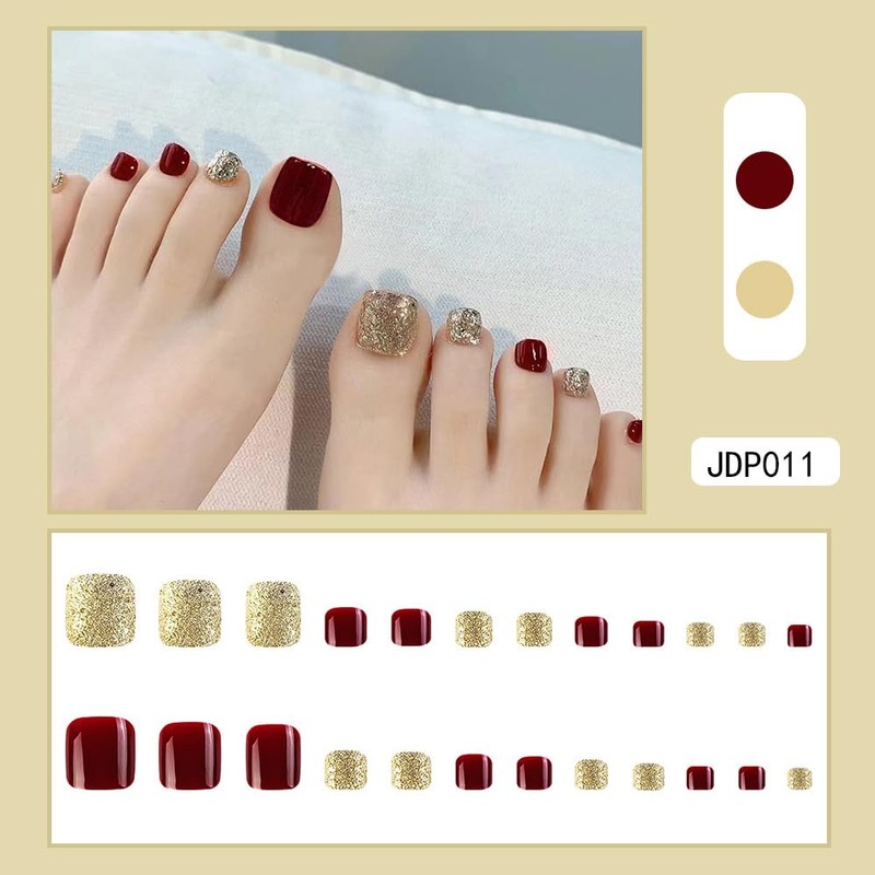 AiMMei Nail Tips, 24 Pieces for Feet, Easy False Nails,