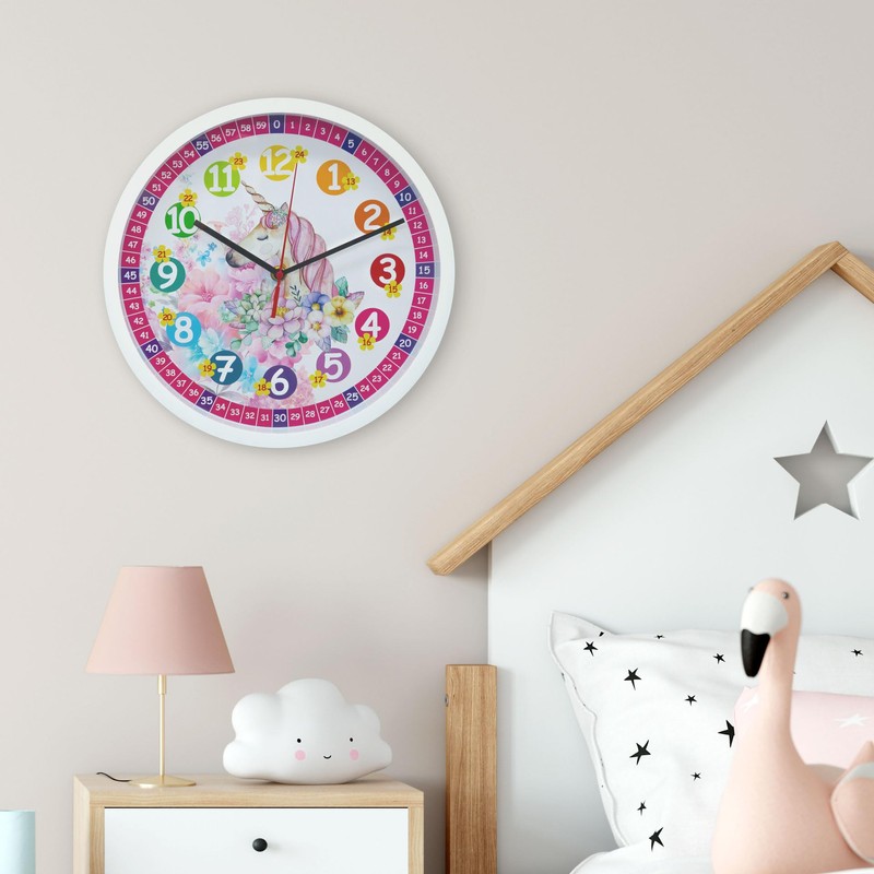 Children’s Silent Wall Clock, Learning Clock for Girls and Boys,