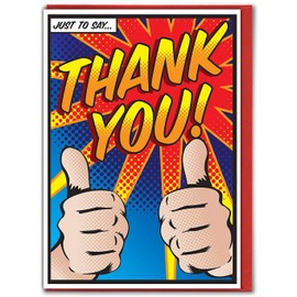 Brainbox Candy - Pop Art Thank You Card - 'Thumbs Up Thank You' - Perfect For Thanking Men Women Best Friends Mates Him Her Boyfriend Girlfriend Partner