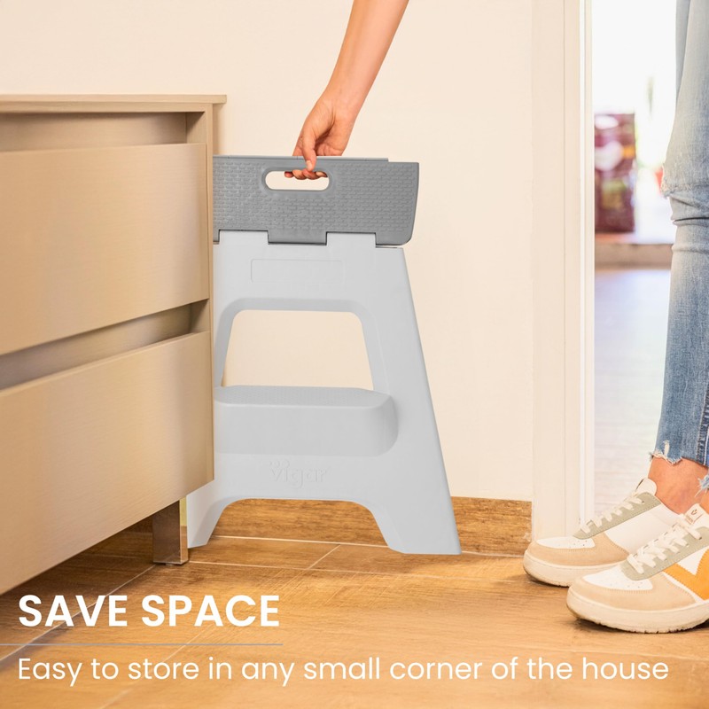 Vigar Compact Step Stool Foldable, 16-inch Two-Step Stools for Adults