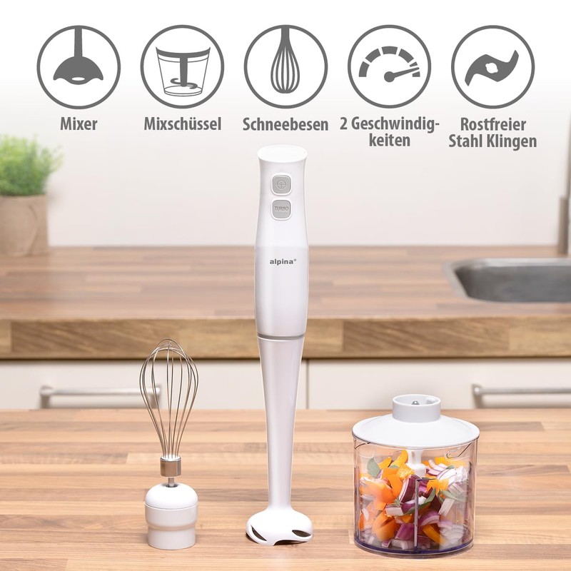 alpina Hand Blender Set - Purée Stick Chopper - Hand