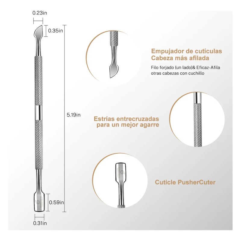 Set De Corta Cutícula Alicate+empujador Para Uñas Cherimoya