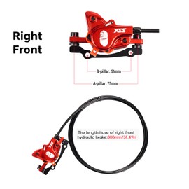 CNCLOL Mountain Bike Hydraulic Disc Brakes,MTB Hydraulic Brakes Front（Right） 800mm/Rear（Left） 1450mm For Bicycle hydraulic brake.