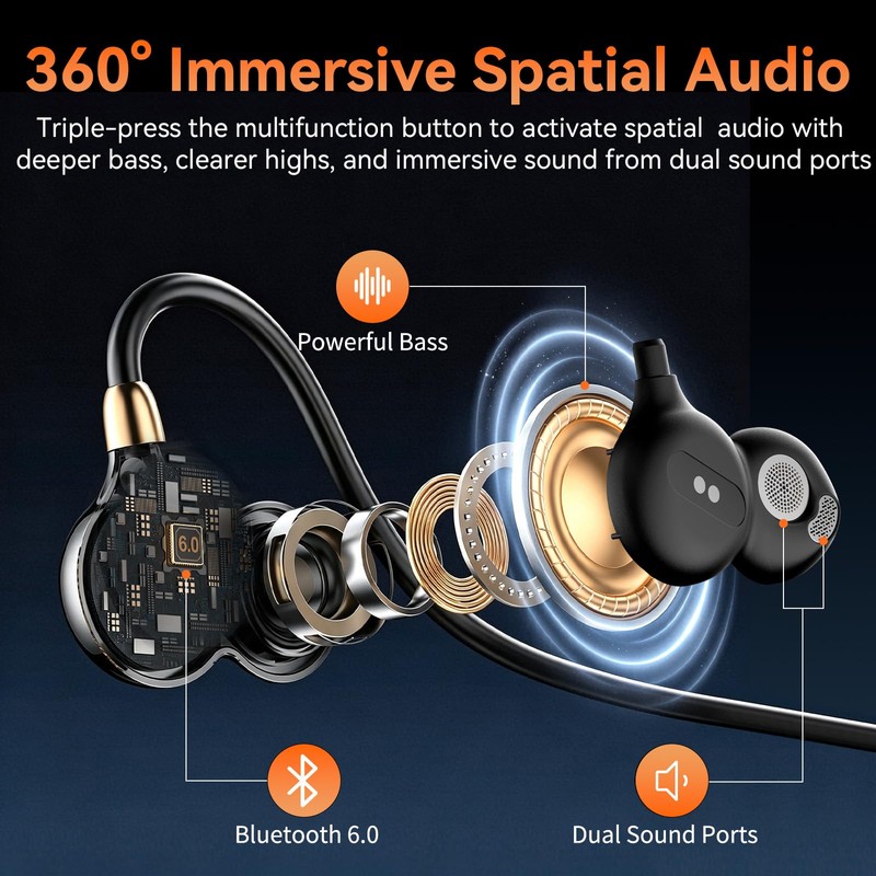 OHAYO Open Ear Headphones, Bluetooth 6.0 Air Conduction Sports Earbuds,