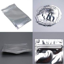 50 Pack Mylar Bags - 5.5x7.8 Inch Smell Proof Bags Resealable Clear Zip Lock Food Storage Bags, Food Safe Plastic Aluminum Material - Silver