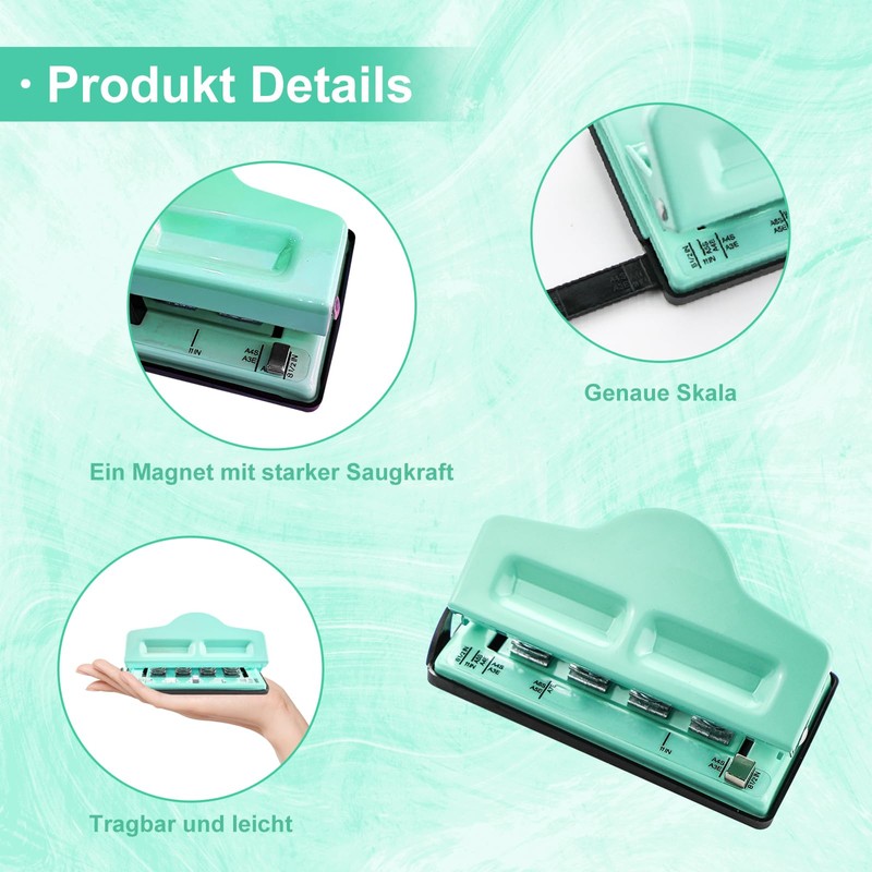 Mushroom Hole Punch, Adjustable 4 Hole Punch, Planner Hole Punch