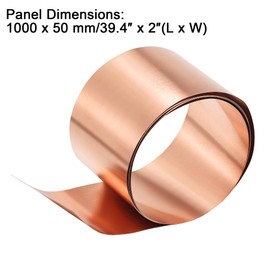 sourcing map Copper Sheet Roll, Metal Foil Plate 1000mm x 50mm x 0.1mm