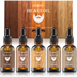 Christmas Gifts for Men, Beard Oil for Men, Sandalwood, Vanilla, Cedarwood, Pine, Unscented Fragrances, Natural Mens Beard Oil w Argan & Jojoba Oil, Beard Softener, Grooming Kit for Healthy Beard Care