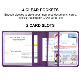 Car Registration and Insurance Holder, Vehicle Glove Box Car Organizer Men Women Wallet Accessories Case for Cards, Essential Document, Driver License by Cacturism, Purple