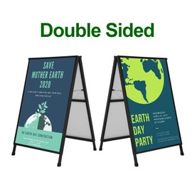 VAIIGO Heavy Duty A-Frame Sidewalk Sign 24 x 36 Inch, Portable Double-Sided Sandwich Board Slide-in Folding Metal Signboard with 2 Corrugated Plastic Poster Boards