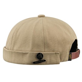 Croogo Fisherman Cap, Worch Cap, Roll Cap, Men's, Personality, Islamic Hat, Round, Japanese Style, Fashion, No Brim, Watch Cap, New Popular Adjustable, Khaki