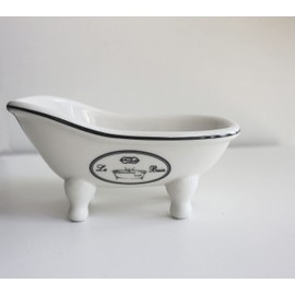 Vintage Clawfoot Tub Bathtub Soap Dish for Bathroom Shower - Christmas Decoration Ceramic Bar Soap Dish with Drain Holes, Sponge Holder Bath Container Bar Soap Tray for bathroom, Kitchen Sink