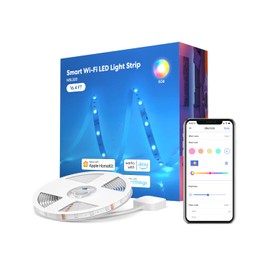 meross Smart LED Strip Lights, 16.4ft WiFi Strip Works with Apple HomeKit, Siri, Alexa, Google Home, and SmartThings, 16 Million Colors with App Control, RGB Strip Light for Bedroom, Cabinet, Kitchen
