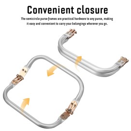 TEHAUX Metal Clutch Frame, 5.9" Aluminium Purse Frame, Rectangle Bag Handle Kiss Lock Clasp Hardware Replacements, Inner Clasp Lock for Purse Bag Making DIY Craft