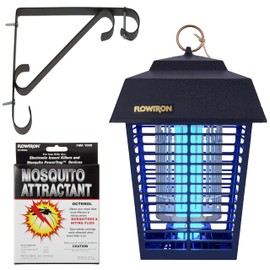 Flowtron Bug Zapper, 1/2 Acre of Outdoor Coverage with Powerful 15W Bulb & 5600V Instant Killing Grid, Electric Insect, Fly & Mosquito Zapper With Wall Mounting Bracket & Mosquito Attractant Cartridge